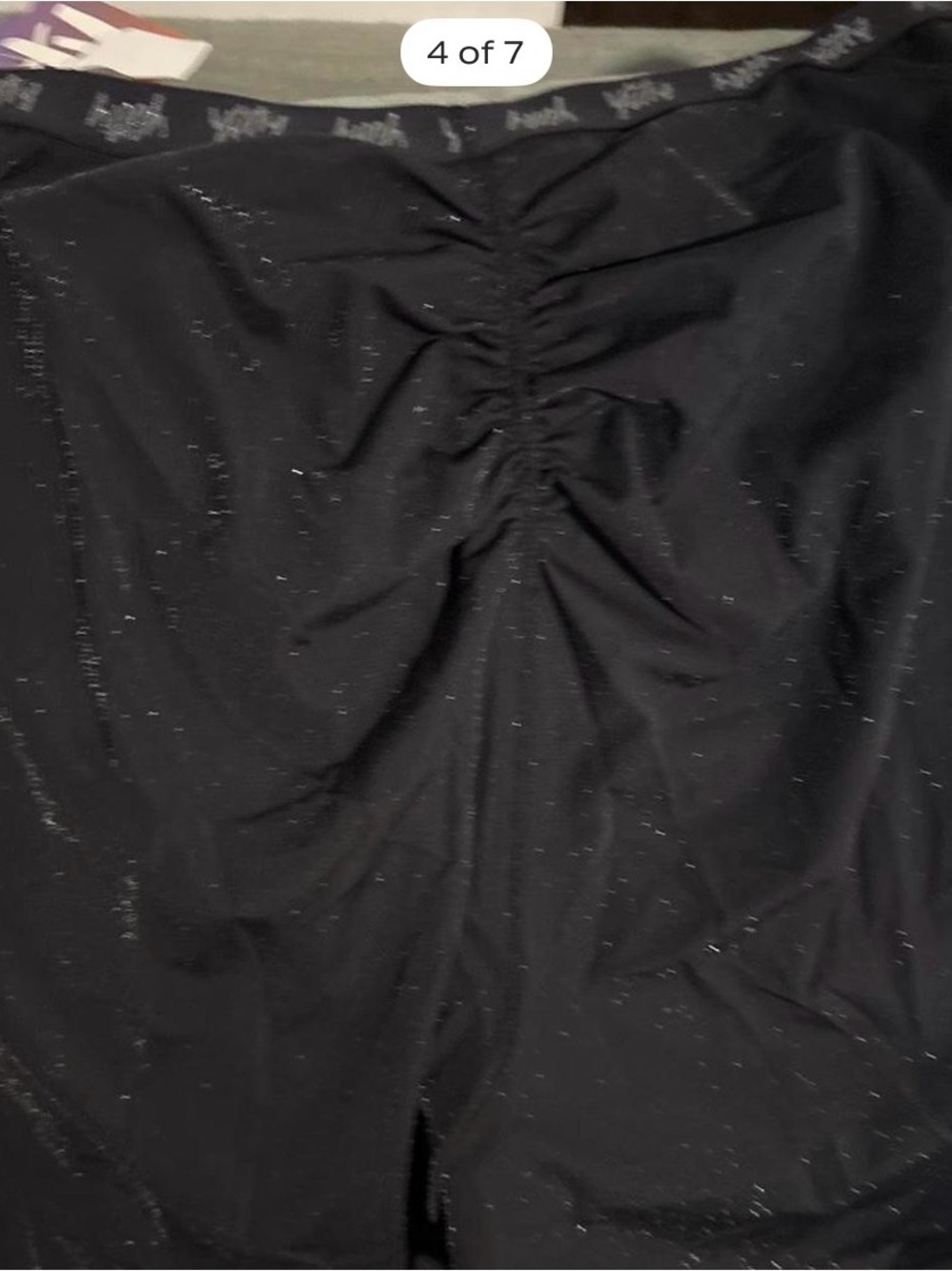 YITTY Black Sparkle Ruched Midi Skirt